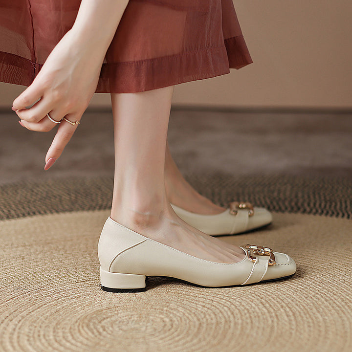 Roxy Premium Leather Square Toe Heels
