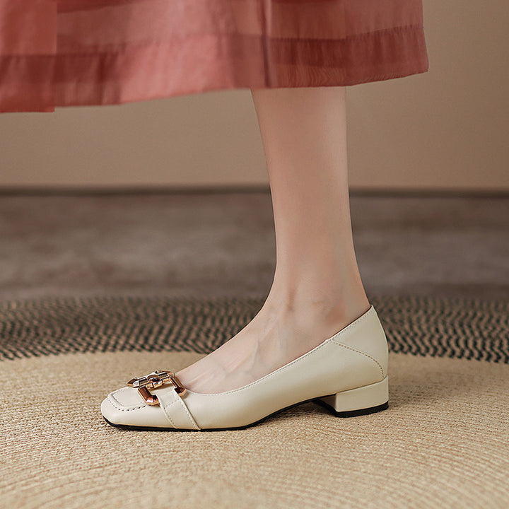 Roxy Premium Leather Square Toe Heels
