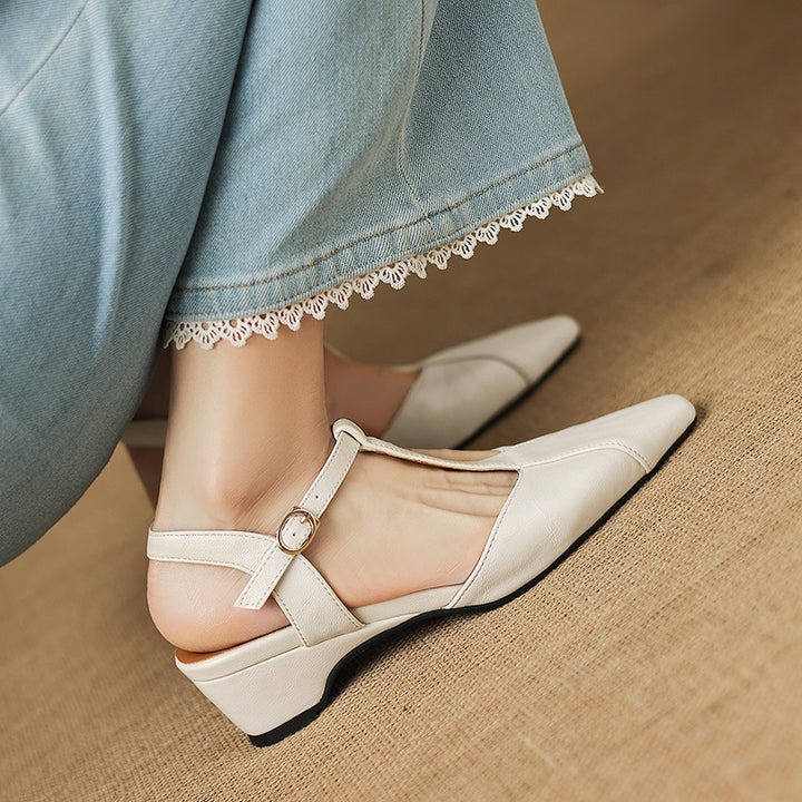 Lisse T-Strap Leather Heels