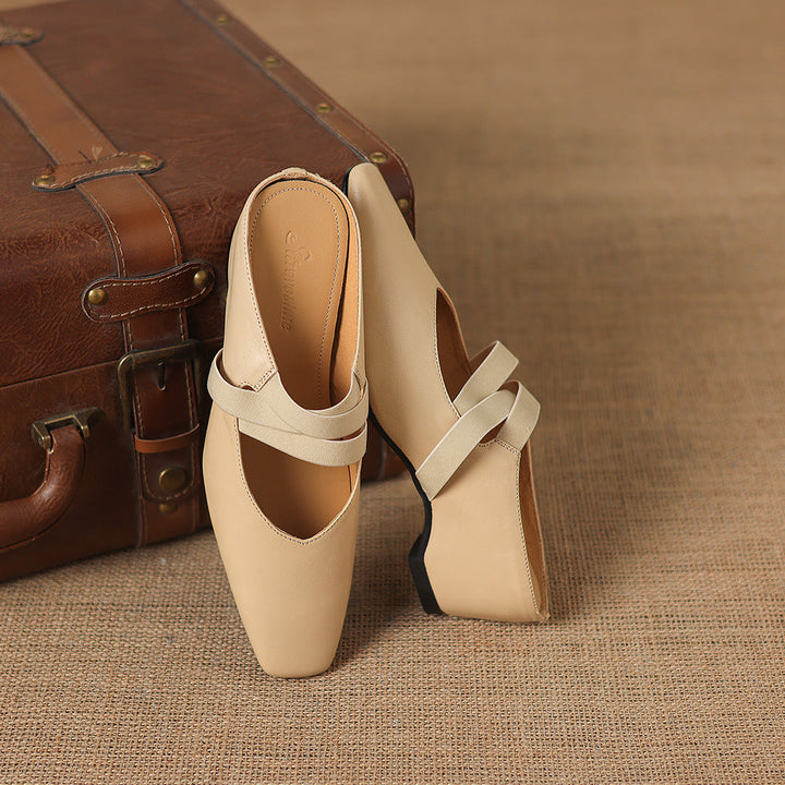Ovela Genuine Leather Mules