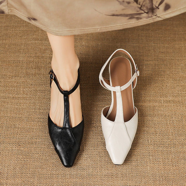 Lisse T-Strap Leather Heels