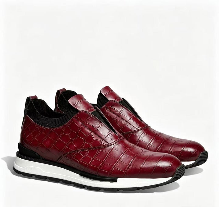 Zorel Cowhide Leather Croc Embossed Shoes