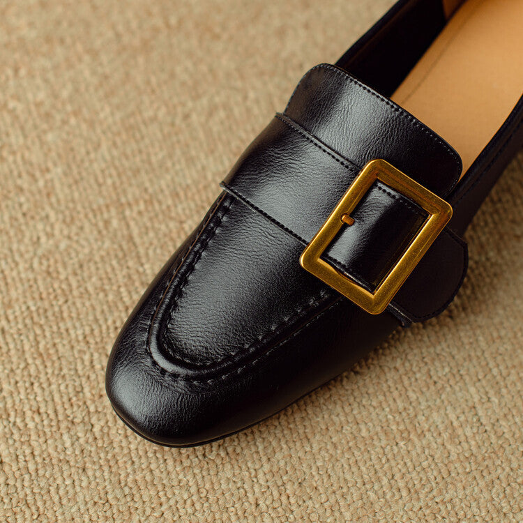 Zaria Buckled Genuine Leather Loafers