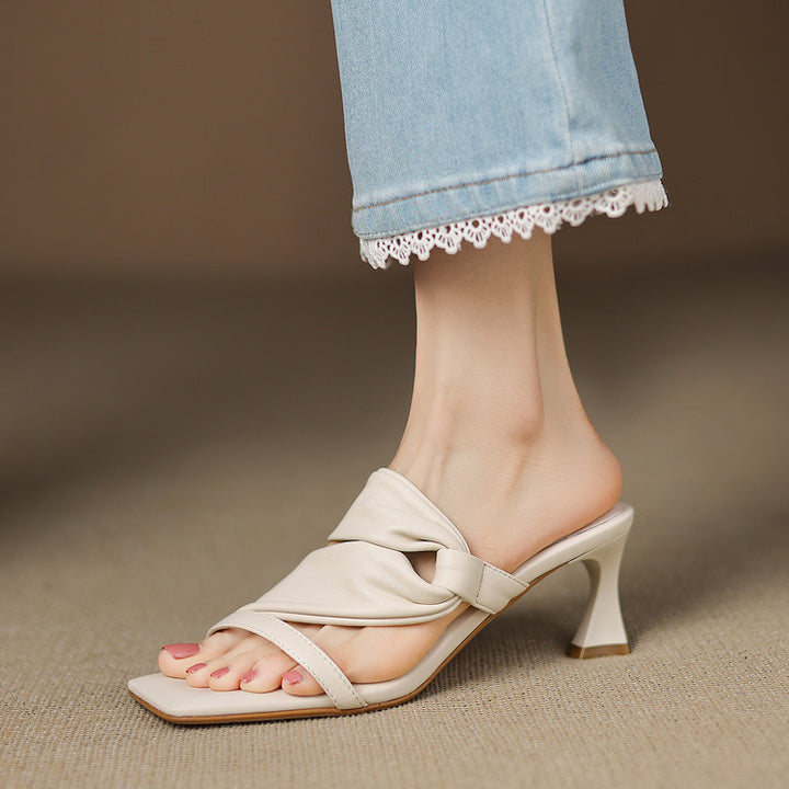 Evora Genuine Leather Crossover Strap Sandals