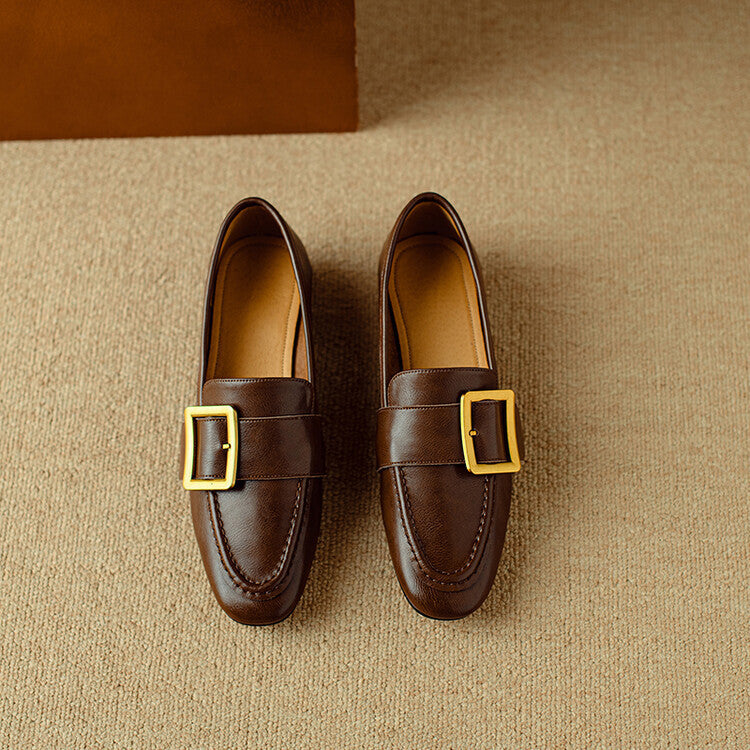 Zaria Buckled Genuine Leather Loafers