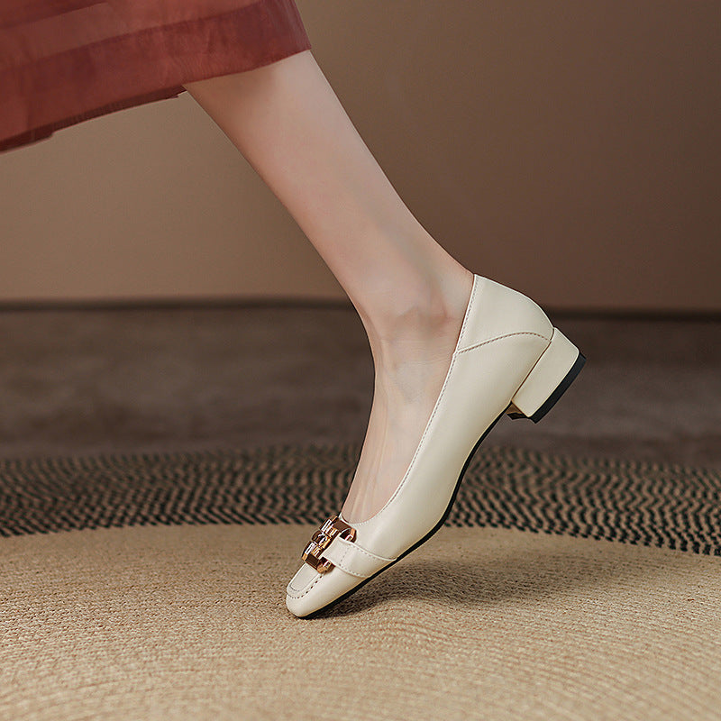 Roxy Premium Leather Square Toe Heels