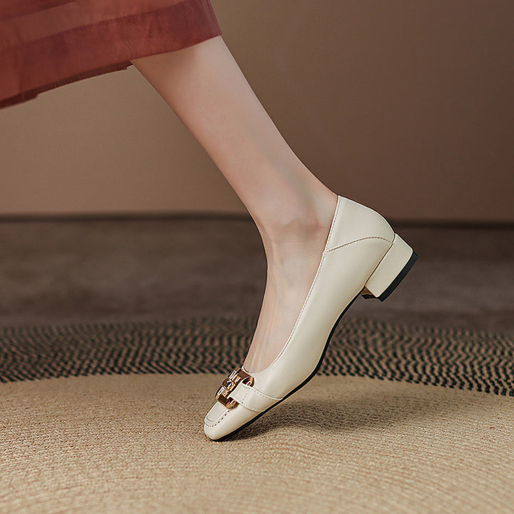 Roxy Premium Leather Square Toe Heels