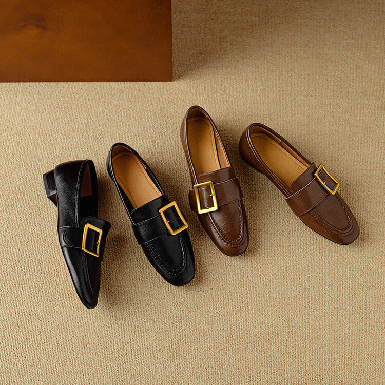 Zaria Buckled Genuine Leather Loafers