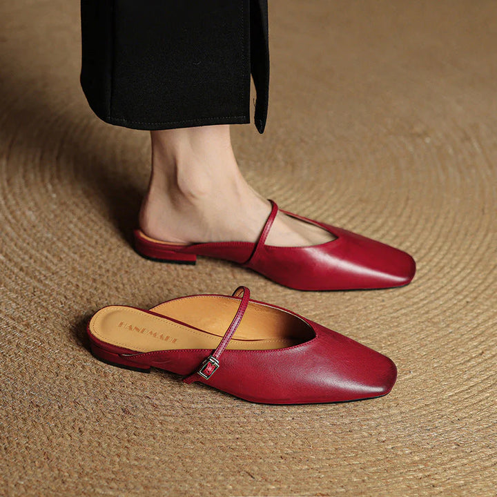 Helia Genuine Leather Mary Jane Mules - Heston Manor