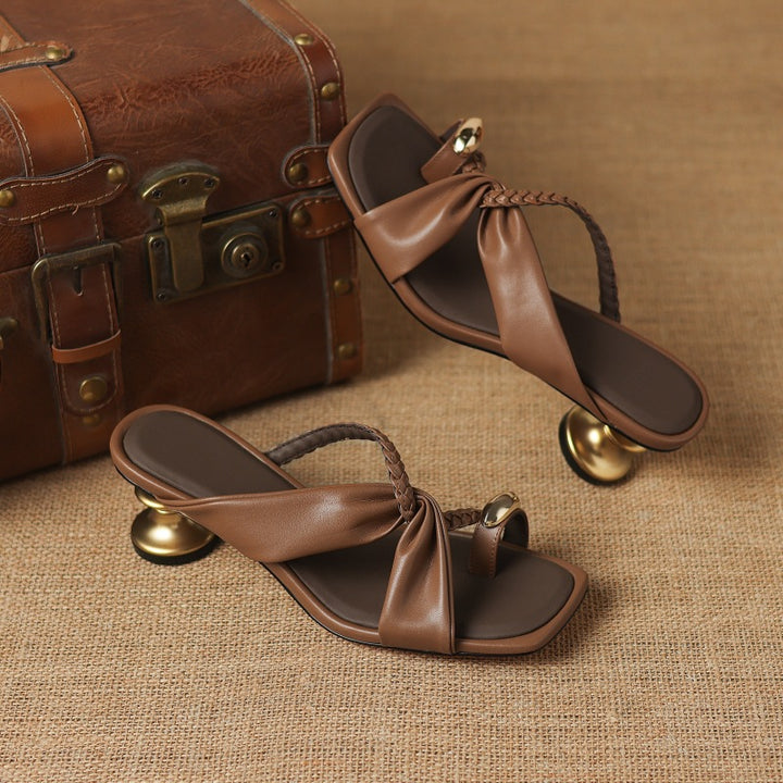 Alvia Genuine Leather Slide Sandals