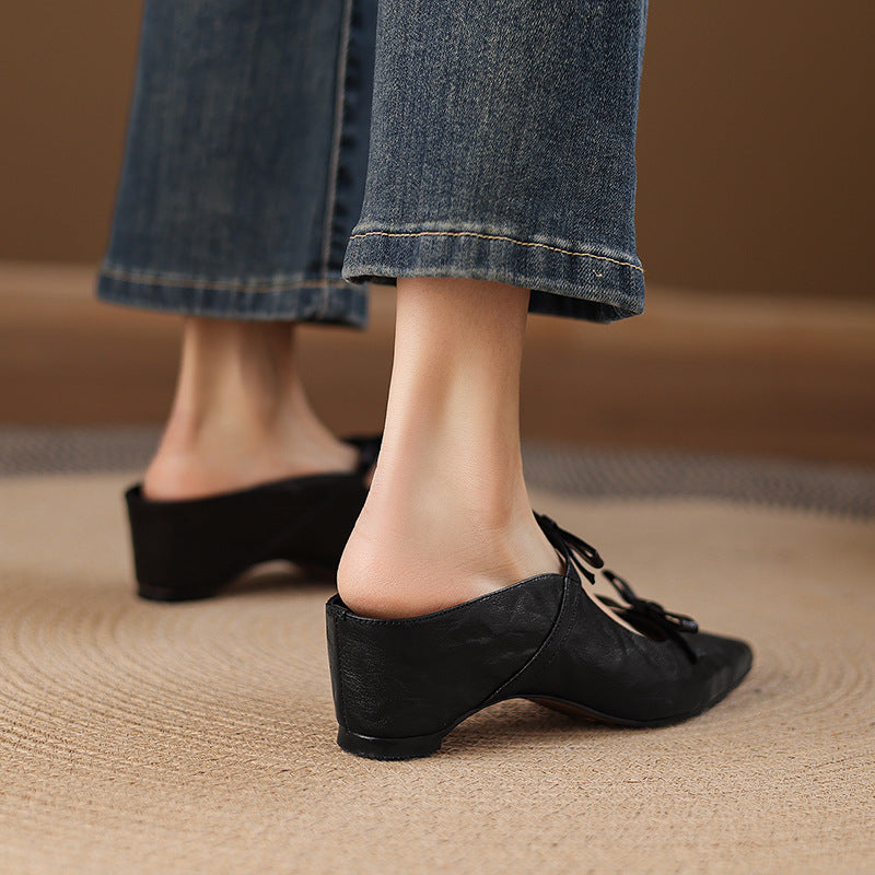 Vasko Genuine Leather Pointed-Toe Mules