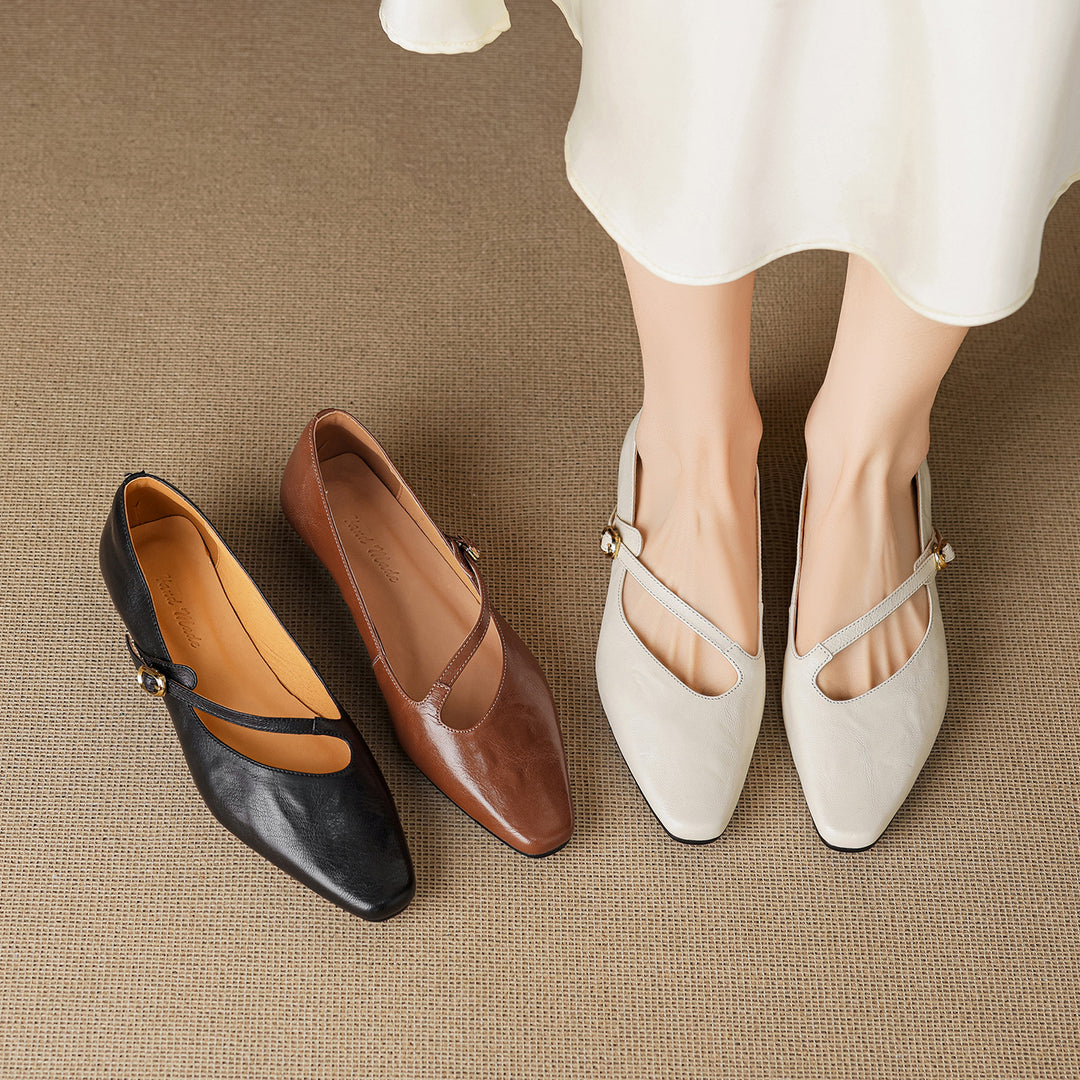 Izla Genuine Leather Mary Jane Flats