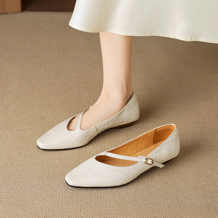 Izla Genuine Leather Mary Jane Flats