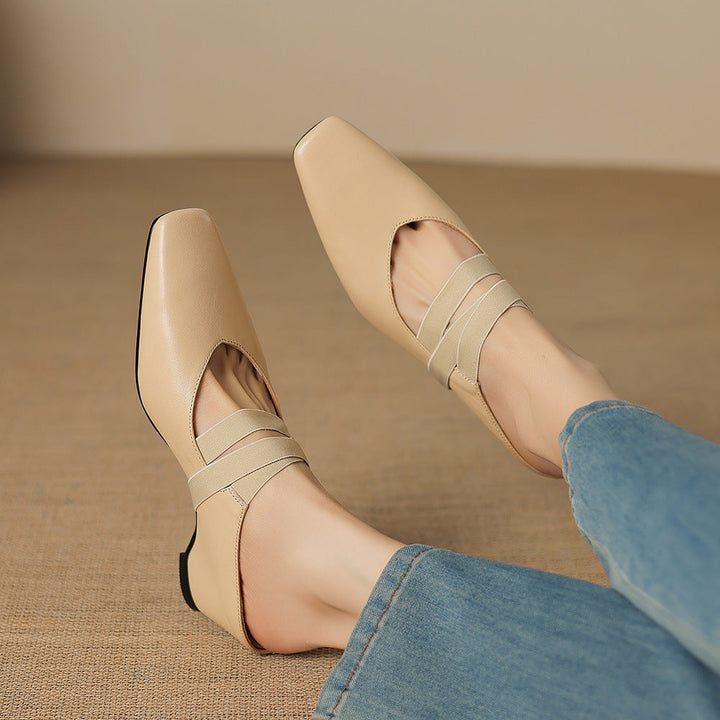 Ovela Genuine Leather Mules