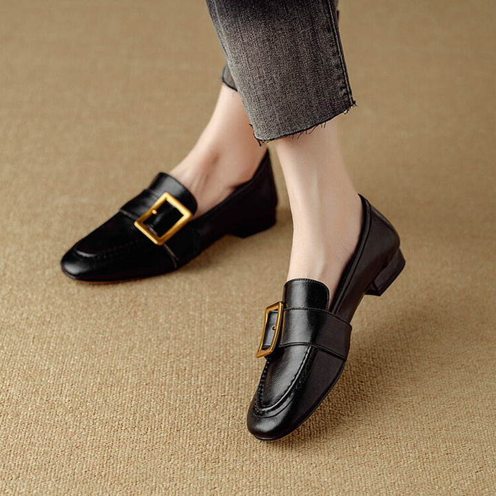 Zaria Buckled Genuine Leather Loafers