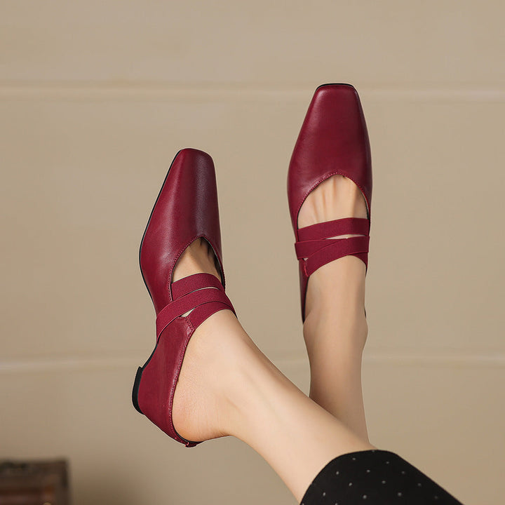 Ovela Genuine Leather Mules