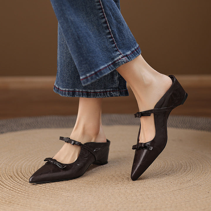 Vasko Genuine Leather Pointed-Toe Mules