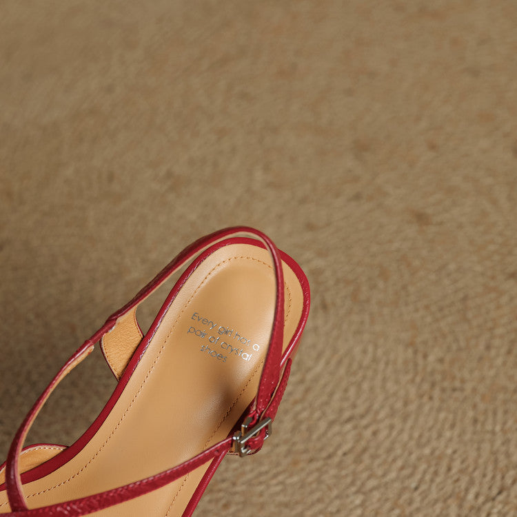 Elsen Genuine Leather Crisscross Strap Heels