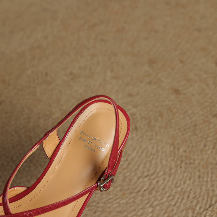 Elsen Genuine Leather Crisscross Strap Heels