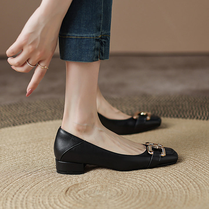 Roxy Premium Leather Square Toe Heels