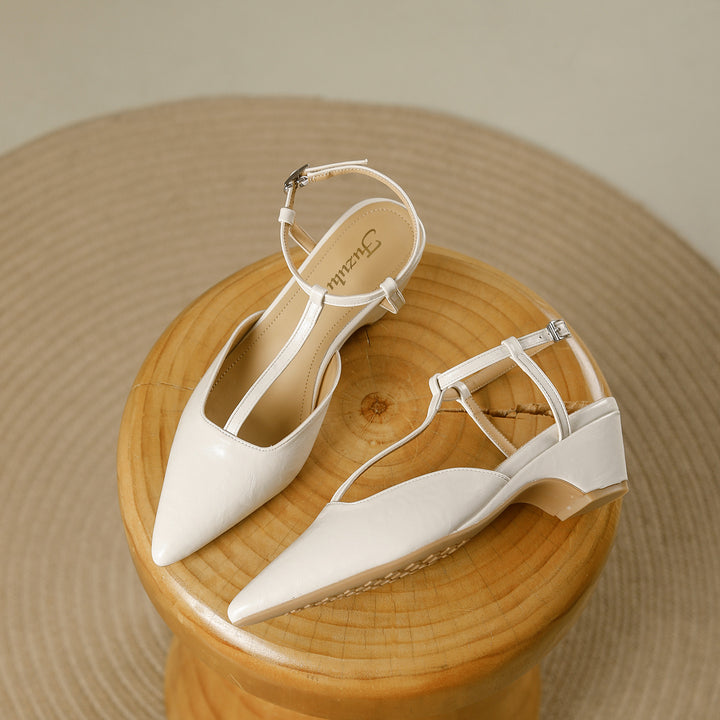 Brina Genuine Leather T-Strap Heels