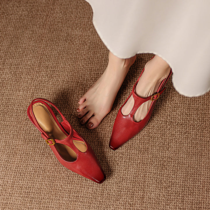 Vesta Genuine Leather T-Strap Heels