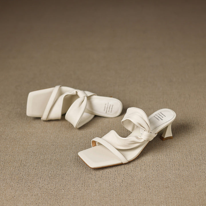 Evora Genuine Leather Crossover Strap Sandals