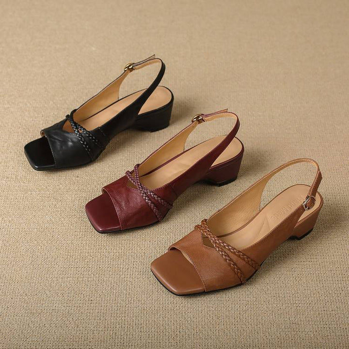 Orina Genuine Leather Slingback Heels