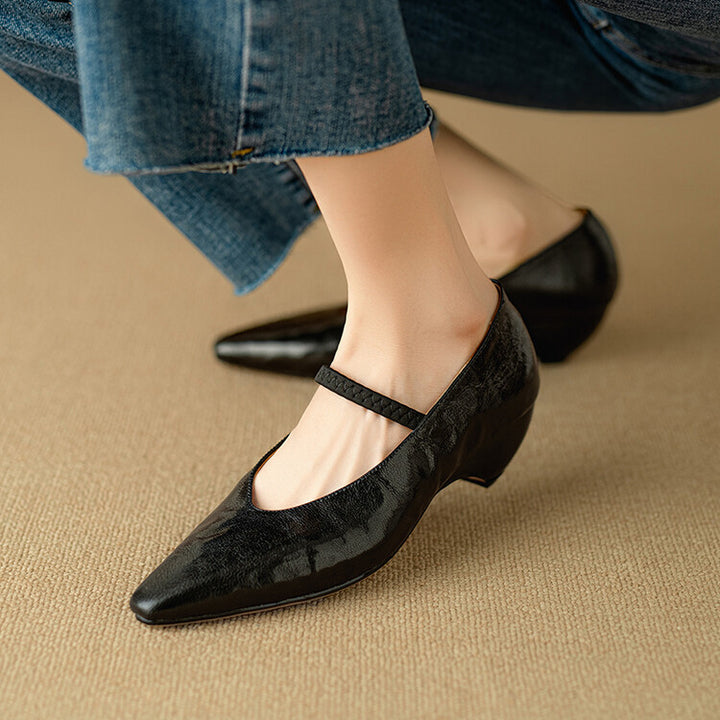 Faela Genuine Leather Mary Jane Pumps