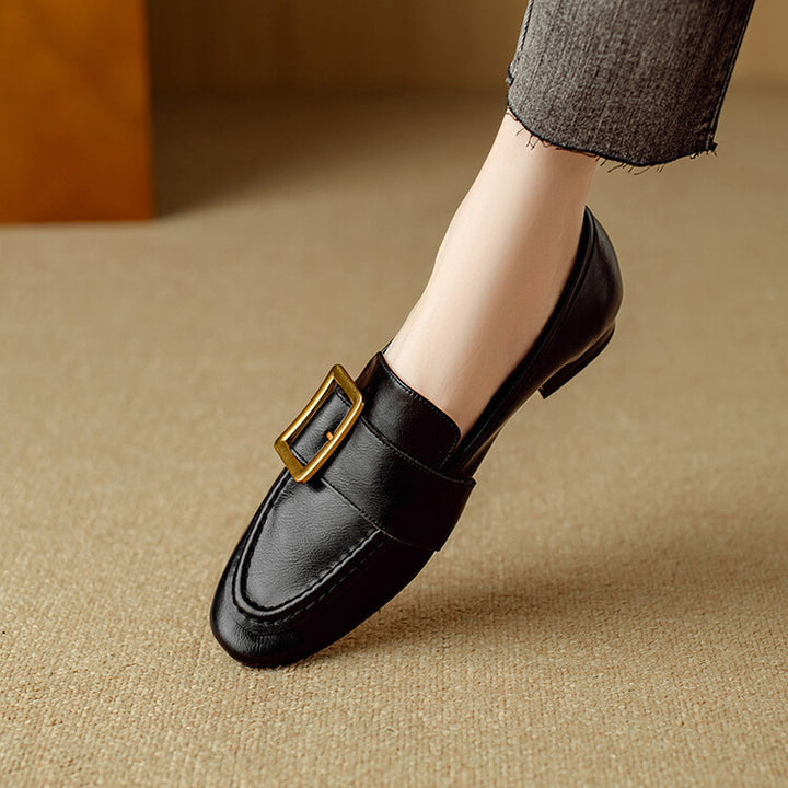 Zaria Buckled Genuine Leather Loafers