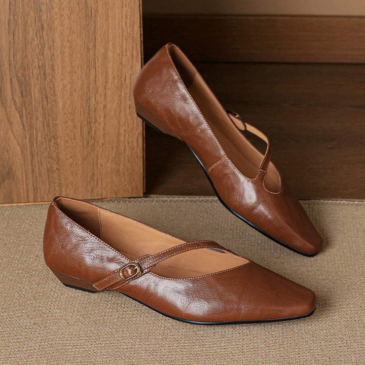 Izla Genuine Leather Mary Jane Flats
