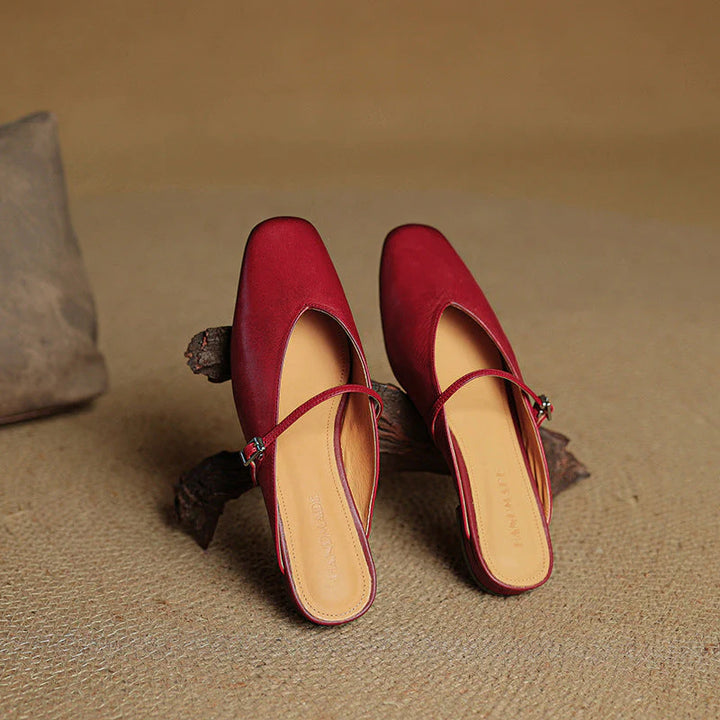 Helia Genuine Leather Mary Jane Mules - Heston Manor