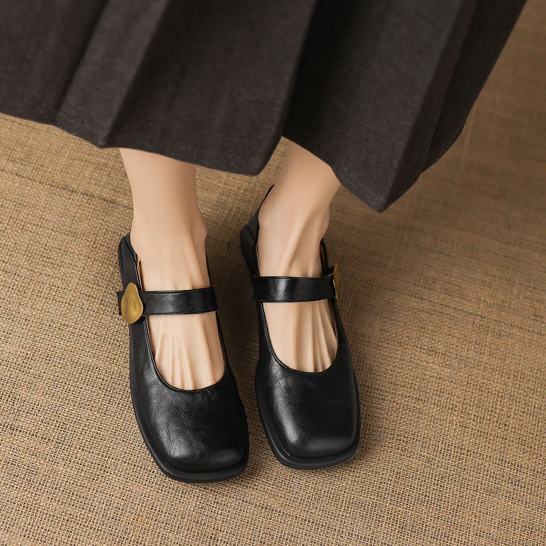 Tiara Mary Jane Leather Flats
