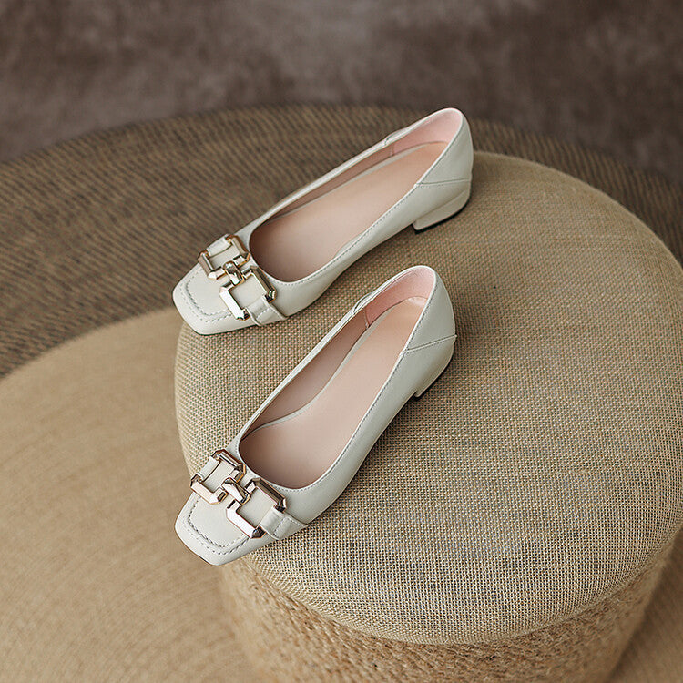 Roxy Premium Leather Square Toe Heels