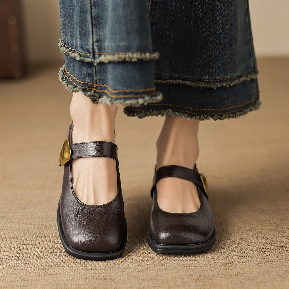 Tiara Mary Jane Leather Flats