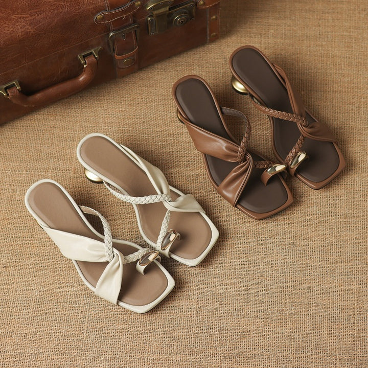 Alvia Genuine Leather Slide Sandals