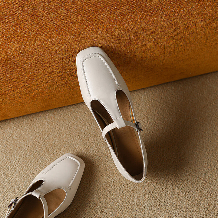 Emma Leather T-Strap Heel Pumps