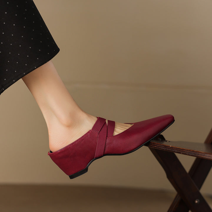 Ovela Genuine Leather Mules