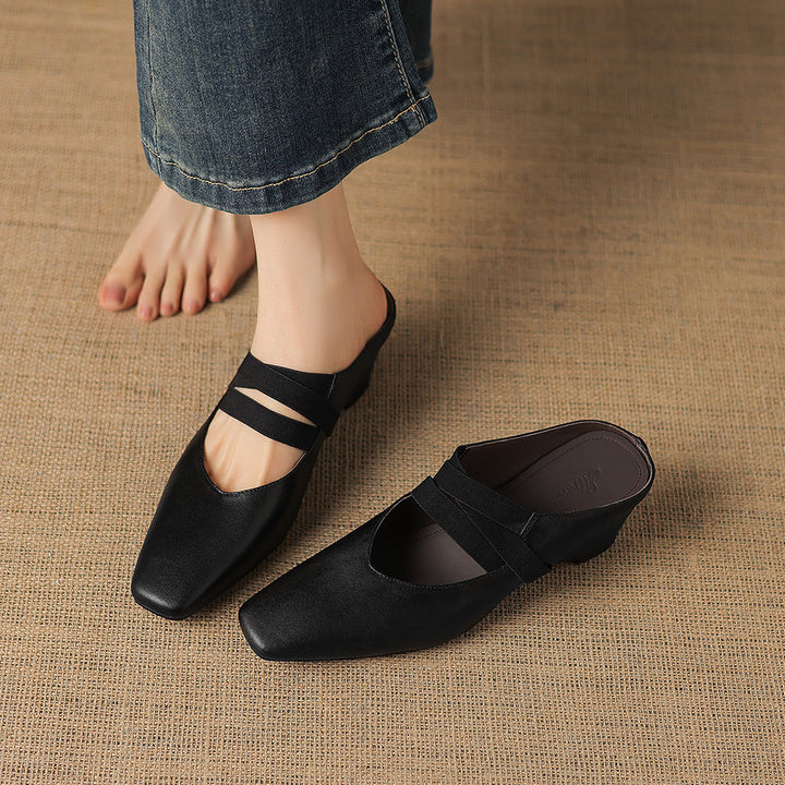 Ovela Genuine Leather Mules