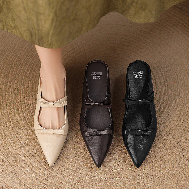 Vasko Genuine Leather Pointed-Toe Mules