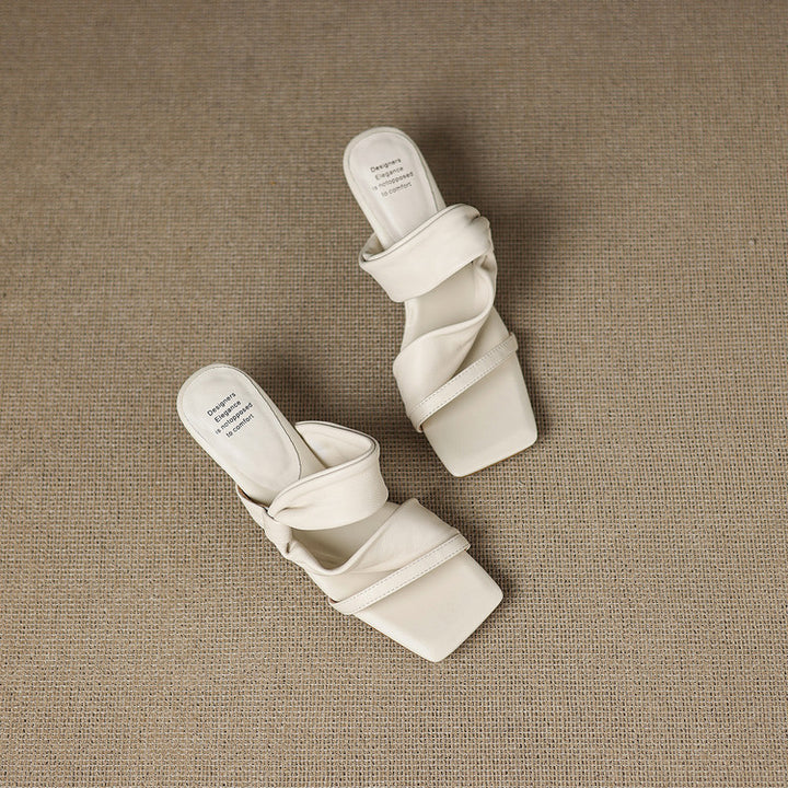 Evora Genuine Leather Crossover Strap Sandals