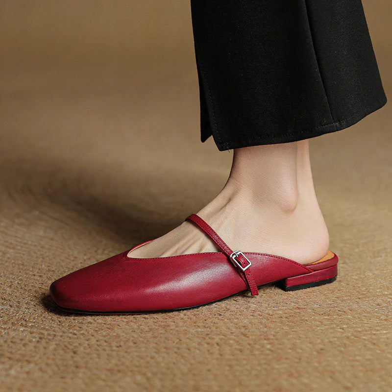 Helia Genuine Leather Mary Jane Mules - Heston Manor