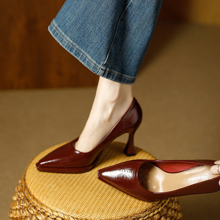 Marla Glossy Leather Platform Heels