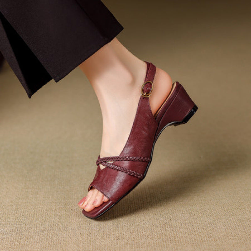 Orina Genuine Leather Slingback Heels