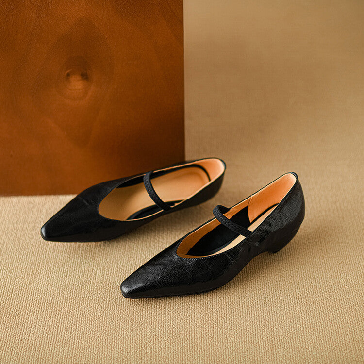 Faela Genuine Leather Mary Jane Pumps