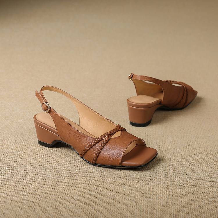 Orina Genuine Leather Slingback Heels