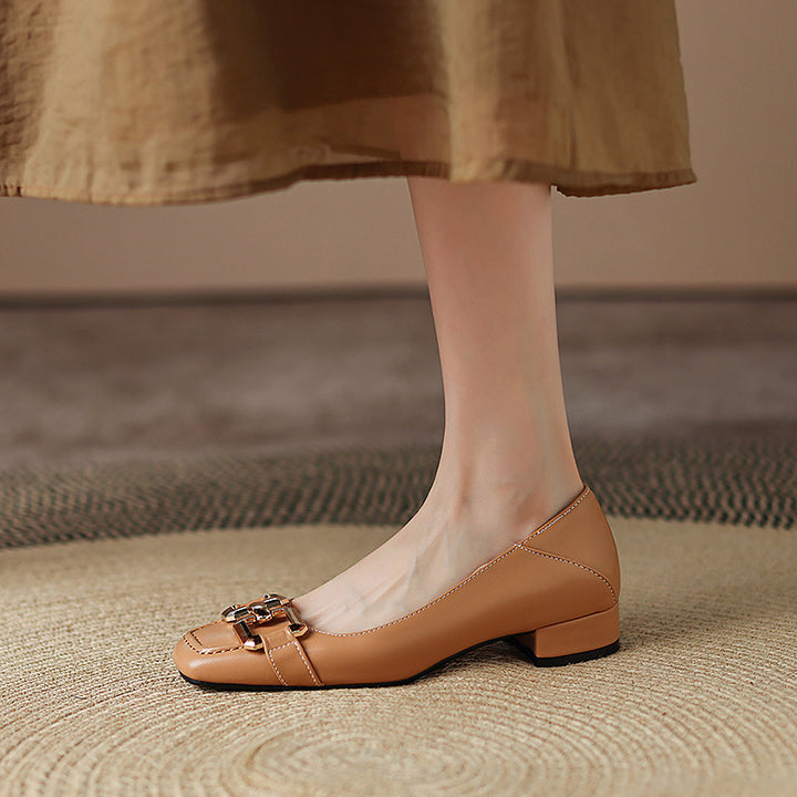 Roxy Premium Leather Square Toe Heels