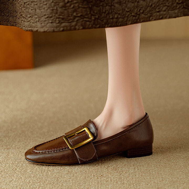 Zaria Buckled Genuine Leather Loafers