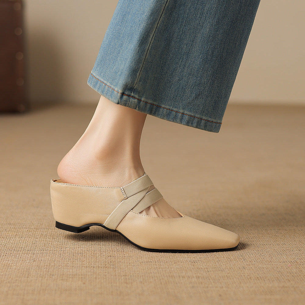 Ovela Genuine Leather Mules