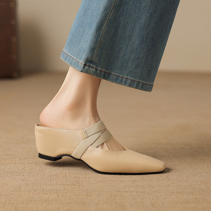 Ovela Genuine Leather Mules